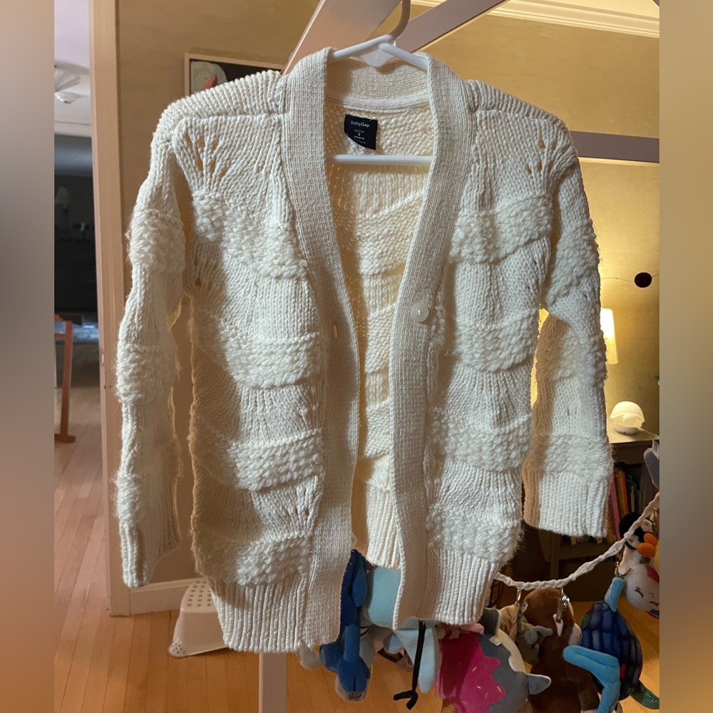 GAP Kids Cream Chunky Textured Open-Front Cardigan Sz 3